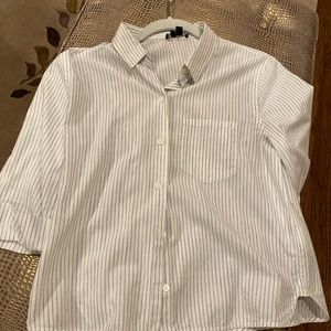 Theory white shirt with blue pinstripes